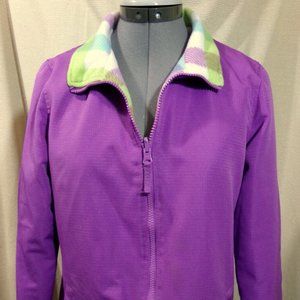 Reversible FLEECE Lined Winter Jacket S Purple windbreaker Mid-weight RipStop